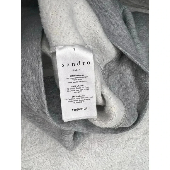 Sandro Paris Just Love U Hoodie Grey Size 2 - Picture 6 of 12
